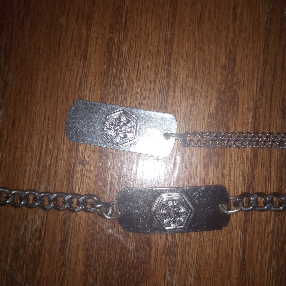 Diabetic medical bracelet& Neclace stainless